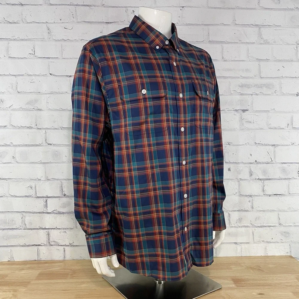 Duluth Shirt Men's Large Long Sleeve Blue Plaid Duluth‎ Untucked Nylon Stretch - Picture 7 of 12